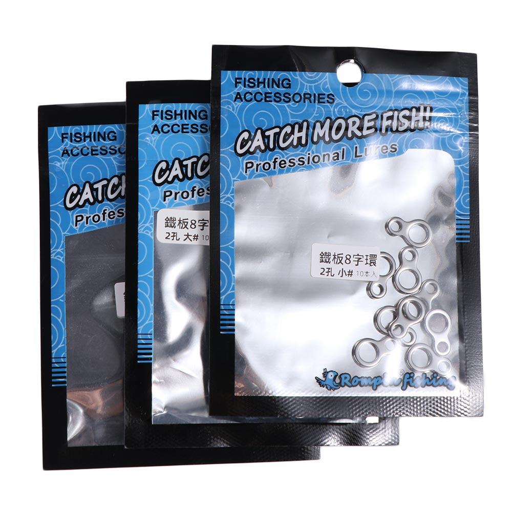 Fishing Hook Jig - 10 Stück Edelstahl-Angelringe, solide Doppel-8-Ringe, Jigging-Ringe,