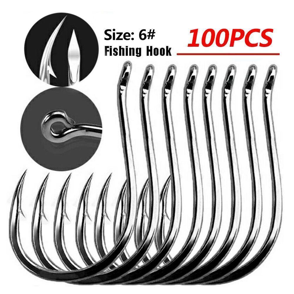 Fishing Hook Circle - 100 Stück Verpackte Angelhaken aus Hochkarbon-Stahl,