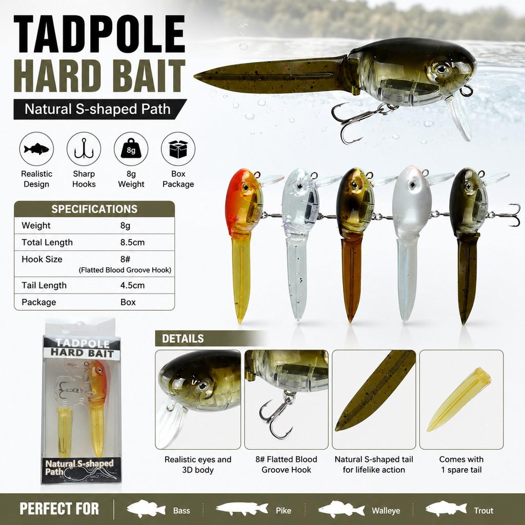 1 Stück Tadpole Hard Bait Ange – Fishing Hook Treble Bewertung und Preis